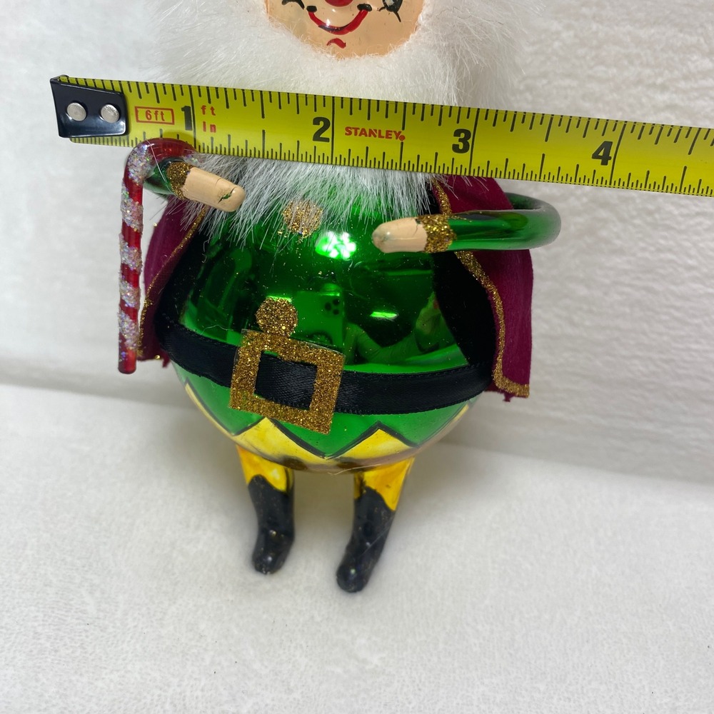 VTG European Style Glass Santa Ornament Hand Blown Christmas Elf Gnome - Picture 6 of 9